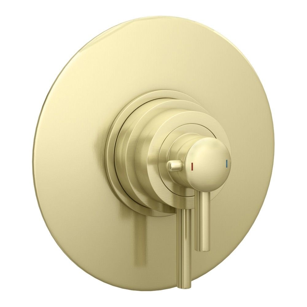 UK Style Modern Classical Brushed Wras Brass Dual Control Thermostatic Mixer Shower Valve Single Handle with Rain Spray Pattern