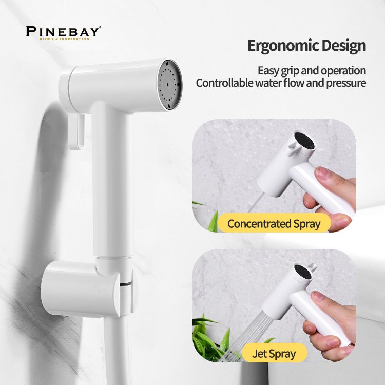 PINBAY New Toilet Cleaning Sprayer Shower Set Dual Function Adjustable Spray Mode White ABS Plastic Hand Bidet Sprayer
