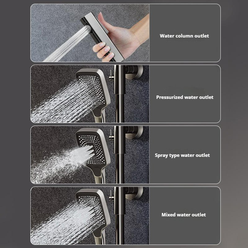 2024 Gun Gray Piano Design Digital Thermostatic Brass Shower Set Soft Massage & Chrome Finish Ceramic Valve core for Bathroom