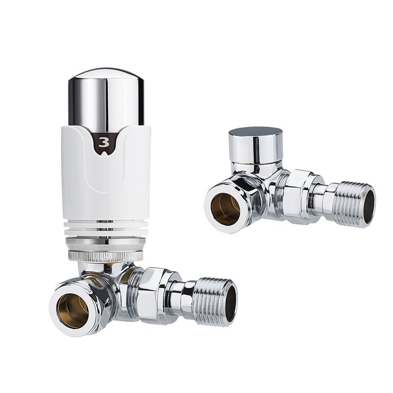 BAIYILUN brass spray white thermostatic valve head Underfloor heating radiator valve corner trv