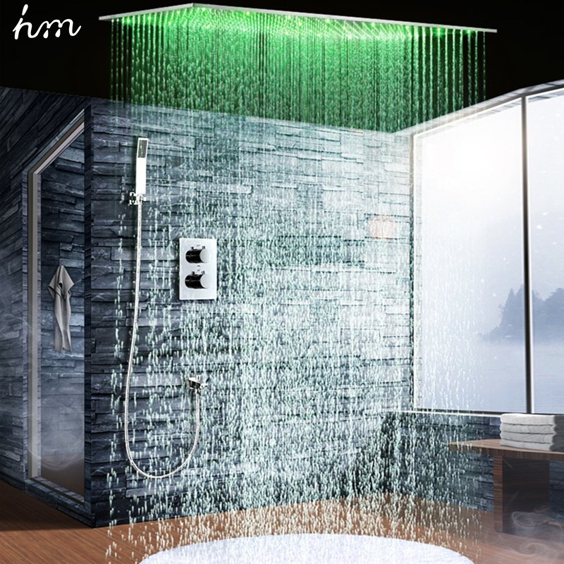 Bathroom 20 X 40 Inch Led Big Top Spray Multi-Function Shower Set