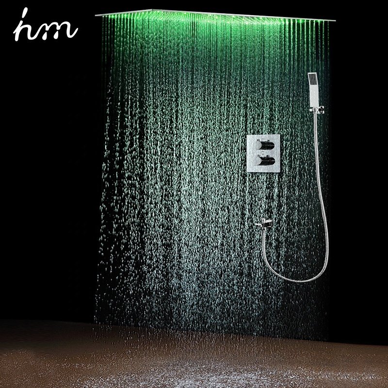 Bathroom 20 X 40 Inch Led Big Top Spray Multi-Function Shower Set