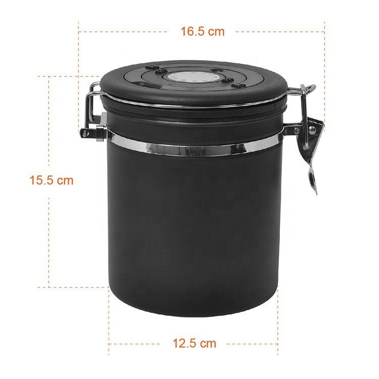 Coffee Canister With Valve & Date Tracker Coffee Grounds Beans Canister Stainless Steel Airtight Coffee Canister
