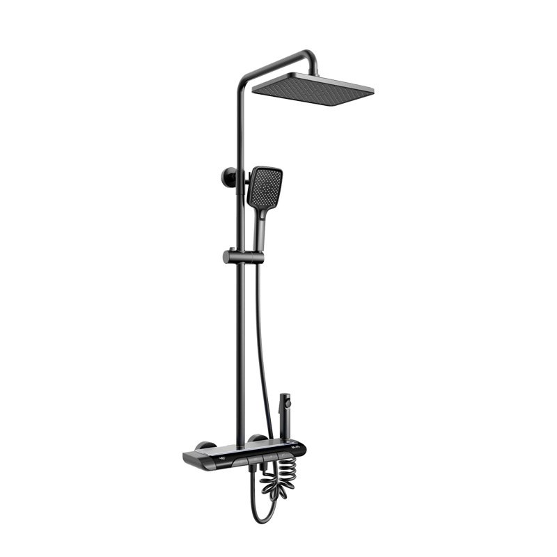 Luxury Multi-Function Brass Shower Set with LED Mixer Piano Keys Control Jet & Massage Spray Patterns Luxury Shower Valve System
