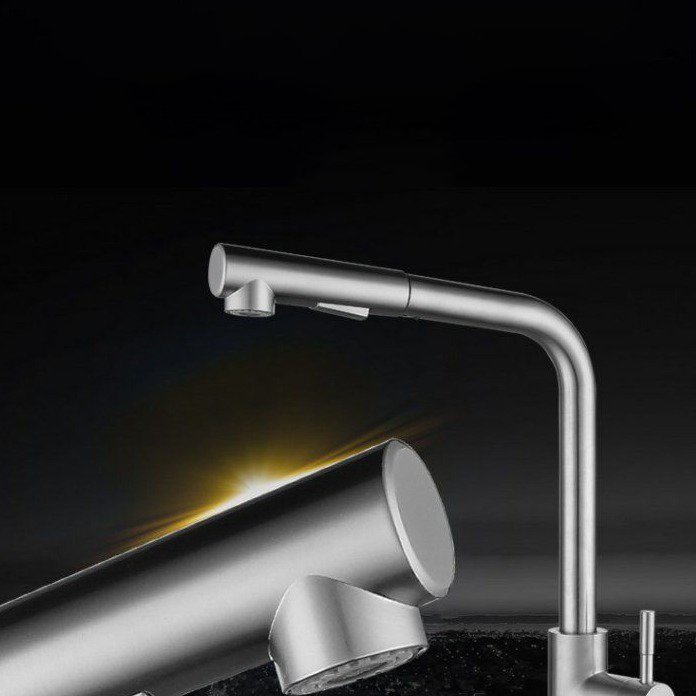 Modern Design Stainless Steel Pull Kitchen Sink Faucet Brushed Black Gourmet Faucet Ceramic Valve Core Spring Kitchen Faucet