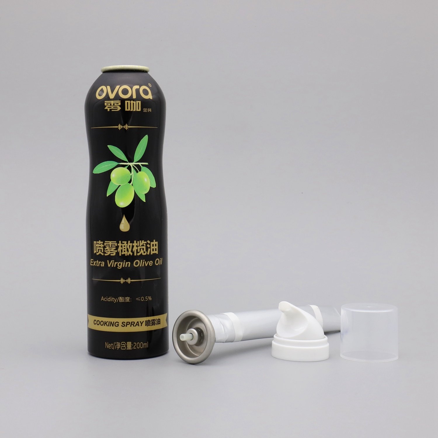 200ml Olive oil cooking oil aluminum aerosol spray cans with bov actuator