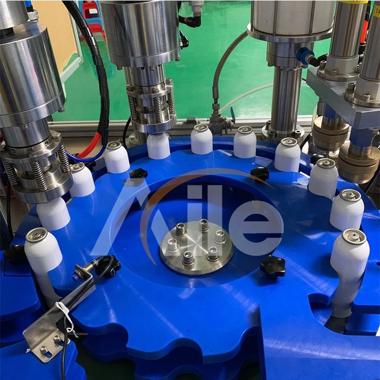 Automatic Double Heads Bag On Valve Aerosol Filling Machine Olive Oil Spray Bov Aerosol Filling Machine