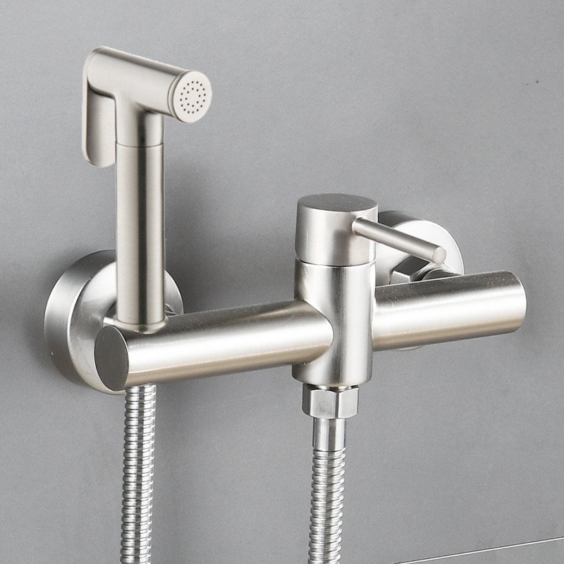SANIPRO Rose Gold Wall Hung Toilet Bidet Kit for Bathroom, High Pressure Spray Gun Brass Shattaf Sprayer Set