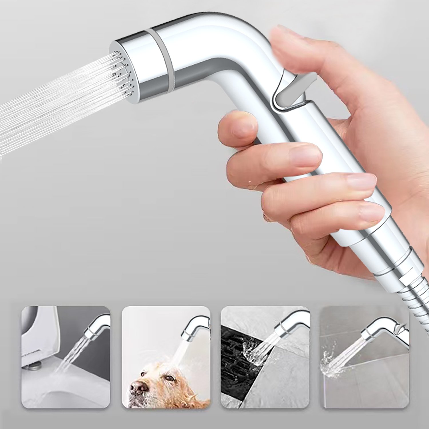 Bathroom Toilet Bidet Sprayer Set with Hot and Cold Mixing Valve Strong Water Chrome
