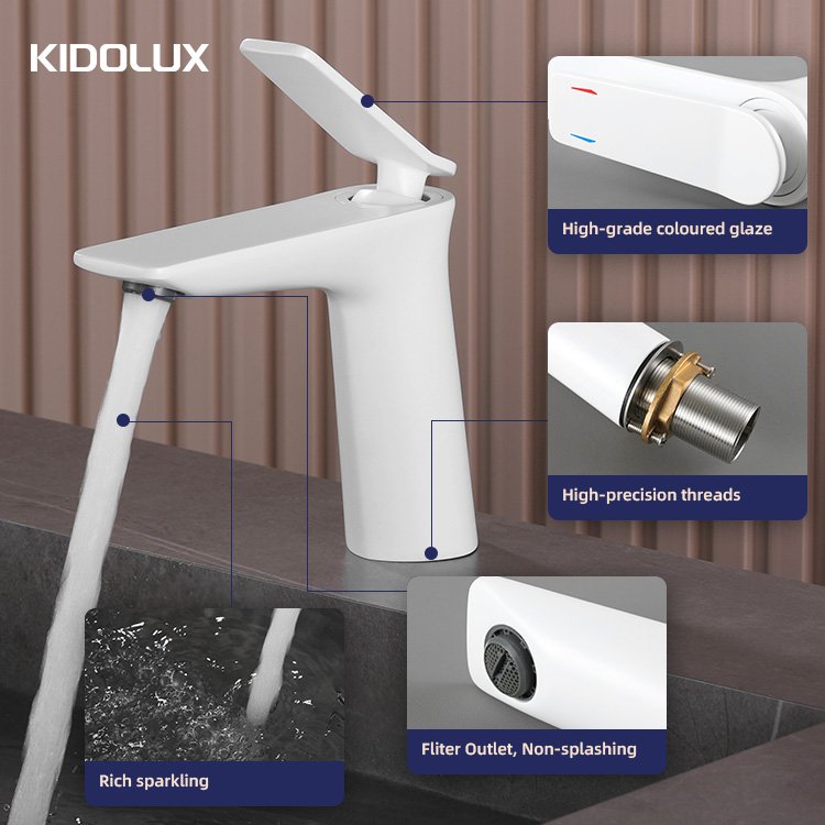Kidolux Single Handle Lavatory Basin Vanity Sink Washbasin Faucet Deck Mounted Bathroom Modern Luxury Water Faucet For Hotel