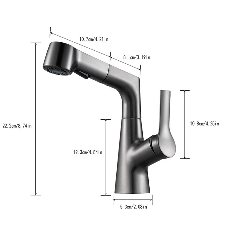 BM-3198G Modern Single-Hole Kitchen Sink Faucet Pull-Out Single-Handle Faucet with Ceramic Valve Core
