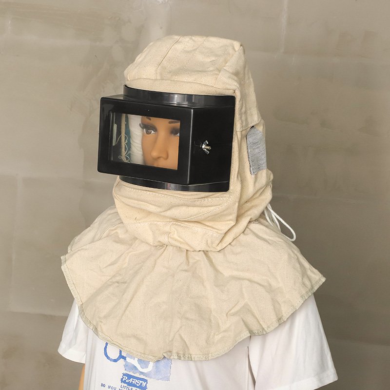 Flat glass type oxygen supply sandblasting safety protective helmet factory direct sales
