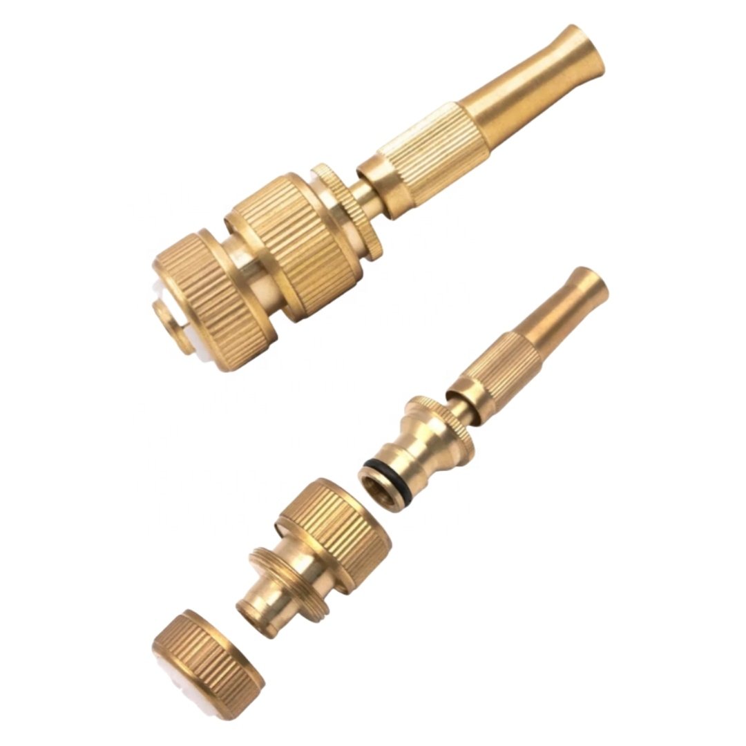 Adjustable High Pressure Garden Water Gun Set With Brass Hose Quick connector for Watering Washing Cleaning