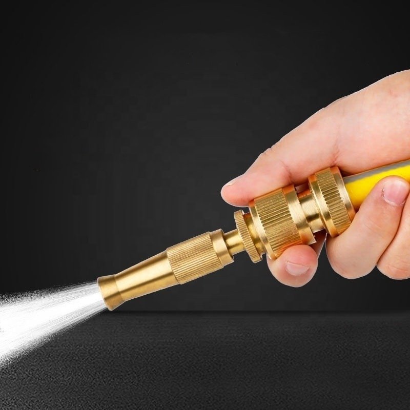 Adjustable High Pressure Garden Water Gun Set With Brass Hose Quick connector for Watering Washing Cleaning