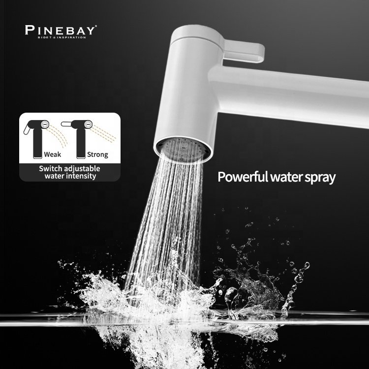 PINBAY 2024 New Products Bathroom Shower Set White Plastic Wall-mounted Shattaf Travel Toilet Sprayer for Healthy Cleaning