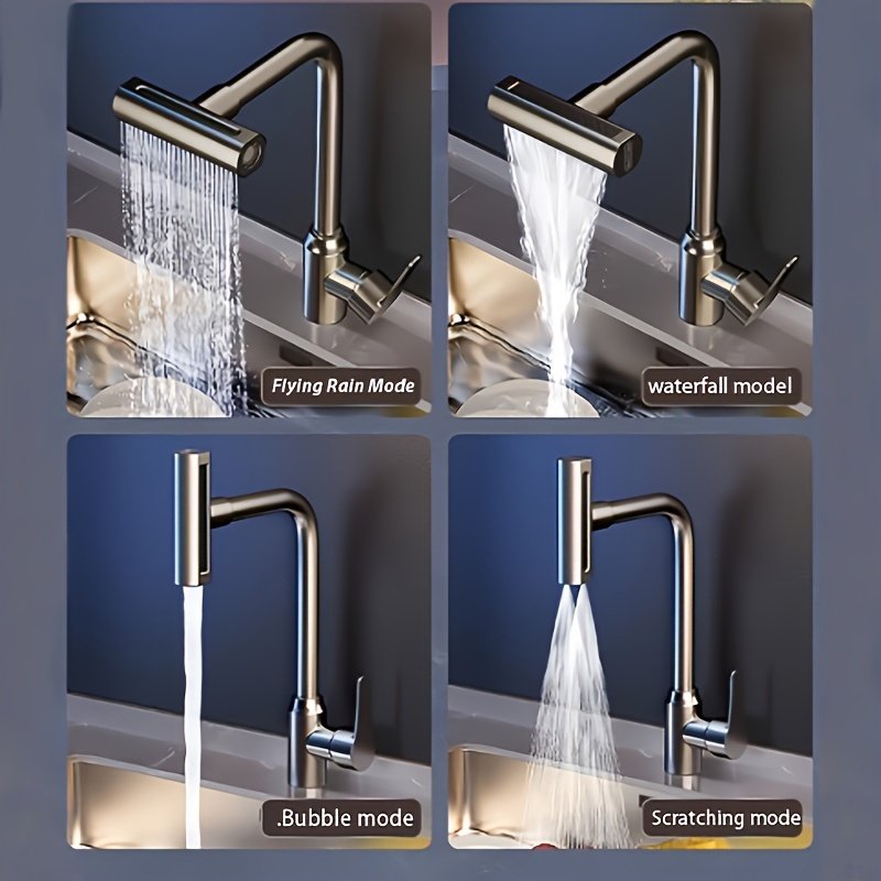 Single-Handle Pull-Down Pull-Out Deck Mounted Kitchen Faucet New Design Waterfall Sink Mixer Ceramic Valve Hot Cold Water Tap