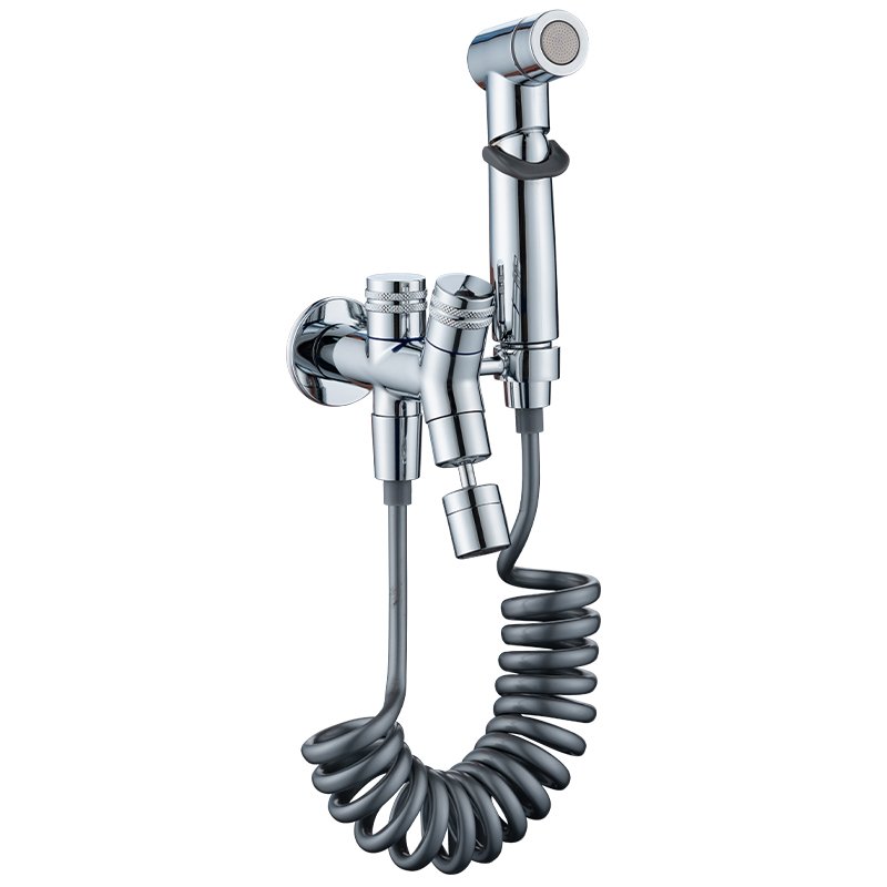 Triangle Valve Companion Set with Brass Booster Spray Gun Bathroom Toilet Faucet Spout Feature Includes Diverter