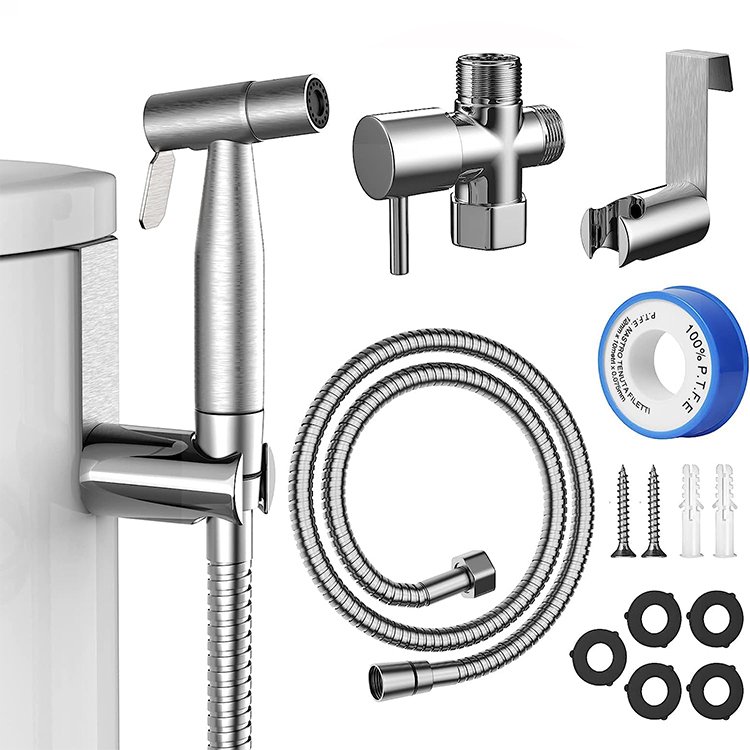 Brass T Adapter Valve Bidet Tee Connector 7/8" and 1/2" Thread for Handheld Toilet Spray
