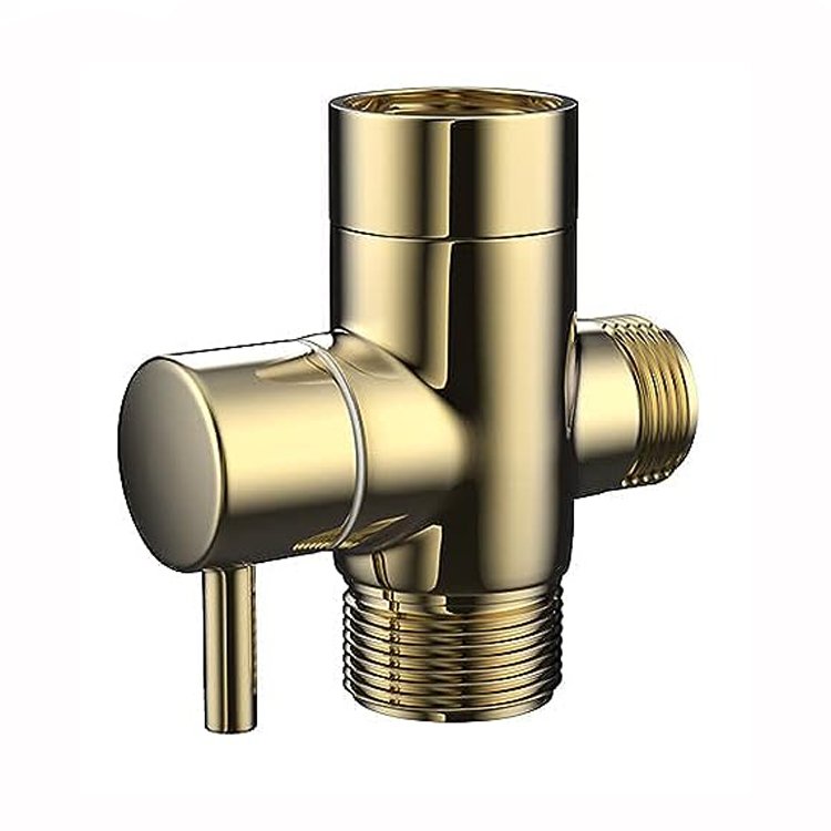Brass T Adapter Valve Bidet Tee Connector 7/8" and 1/2" Thread for Handheld Toilet Spray