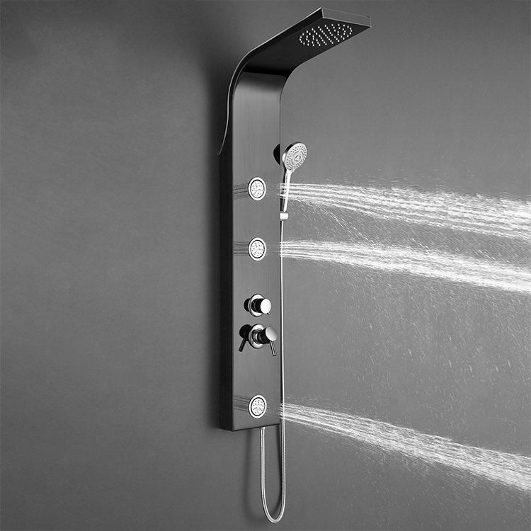 Wholesale New Design Wall Mounted Bathroom Shower Panels with Chrome Finish Brass & Stainless Steel Columns Jet Spray for Hotels
