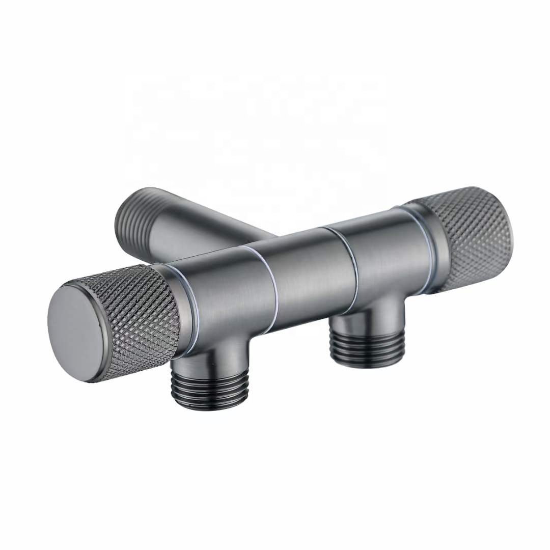 Brass Body Double Handle Angle Valve Shunt 2 Way Faucet Diverter With Spry Gun Set