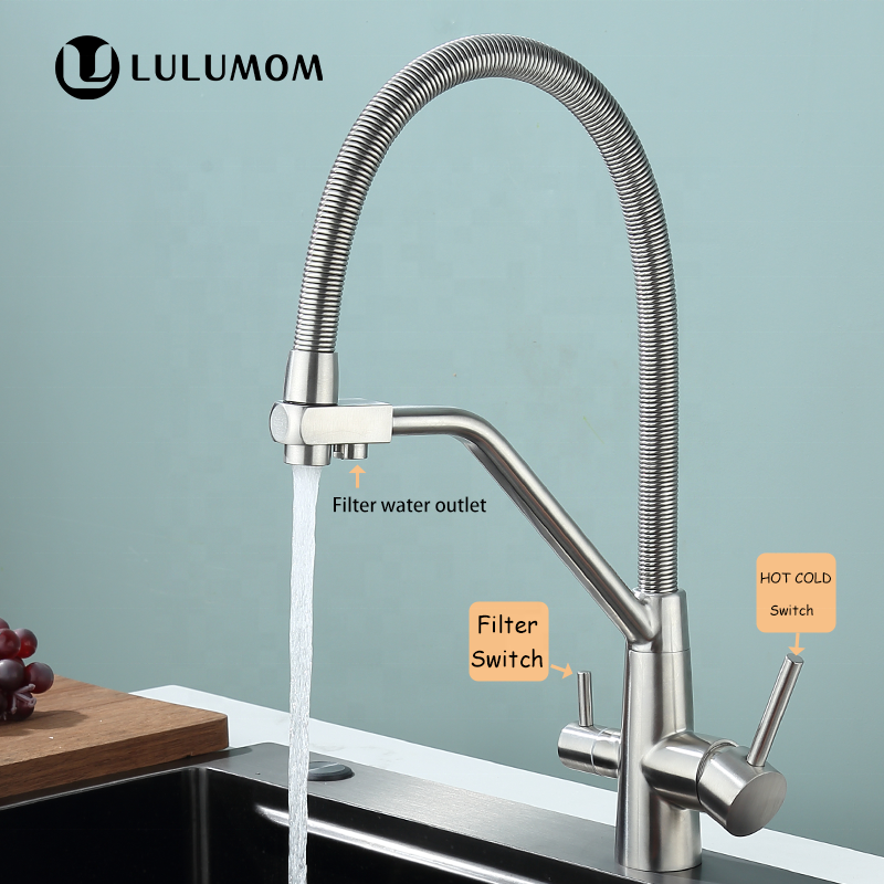 LULUMOM 3 Way Kitchen Tap with Water Filter Faucet Pull Down Kitchen Sink Mixer Tap Water Purifier Kitchen Sink Faucet