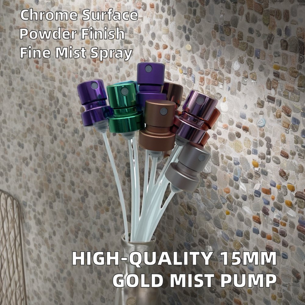 High Quality 15mm Shinny Gold Aluminum-Plastic Perfume Sprayer Pump Factory Direct Fine Mist for Bottles