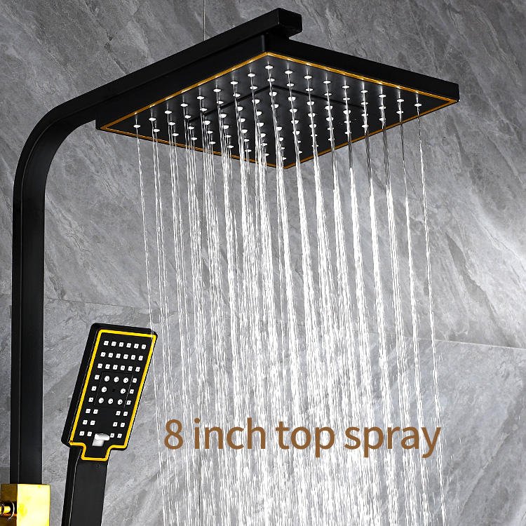 Rainfall Shower System Bathroom Brass Led Digital Faucet Set Bathtub 4 Way Pressurized Shower Full Set with Atmosphere Lamp