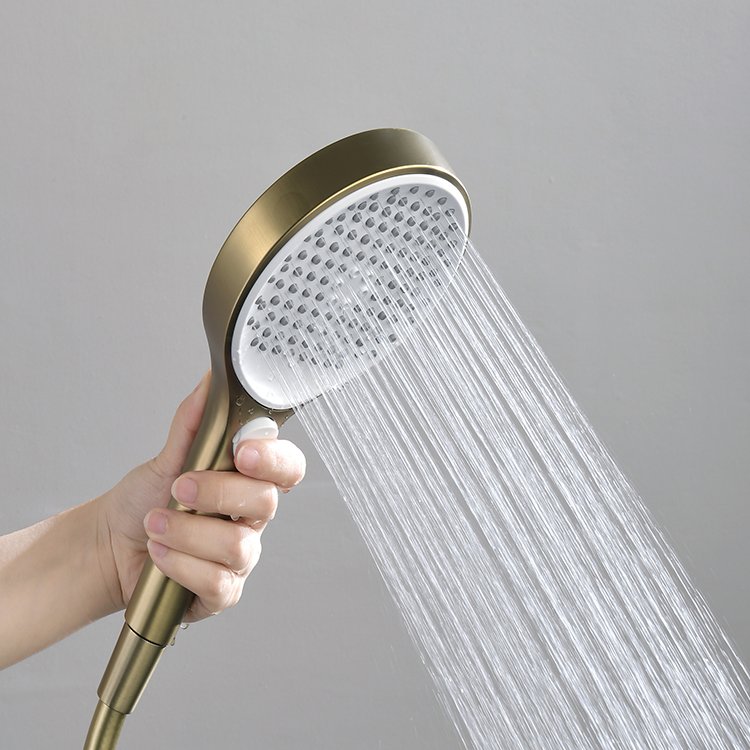 Golden Waterfall Multifunctional Hand-Held Shower Brass Wall Mounted with Polished Ceramic Valve Rain Jet Spray Patterns Hotels