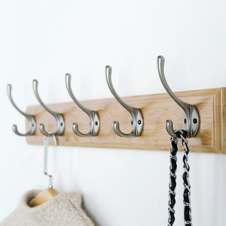 Wholesale Cheap Zinc Alloy Toilet Bathroom 4 5 6 7 8 Prong Coat And Hat Wall Mounted Hooks & Racks With Wooden Shelf For Kitchen