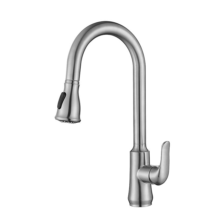 SANIPRO High Arc SS304 Pulldown Spray Head Kitchen Mixer Tap Deck Mounted One-Hole Pull Out Faucet with Ceramic Valve Core