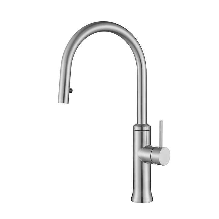SANIPRO High Arc SS304 Pulldown Spray Head Kitchen Mixer Tap Deck Mounted One-Hole Pull Out Faucet with Ceramic Valve Core