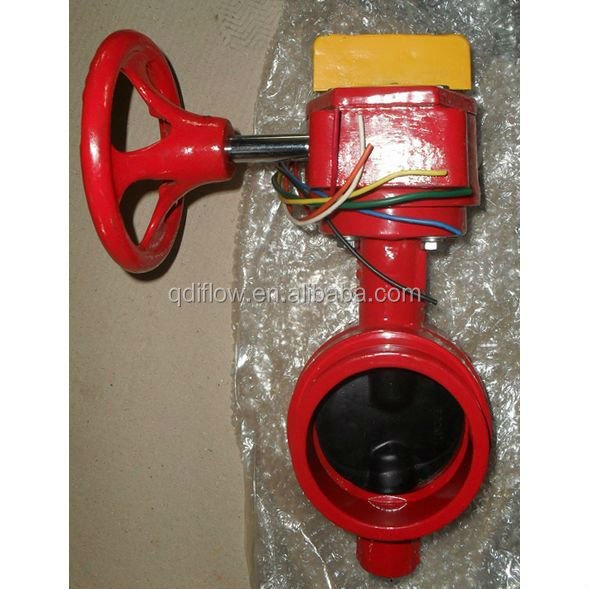 UL FM Approved Ductile Iron Grooved Butterfly Valve with Tamper Switch