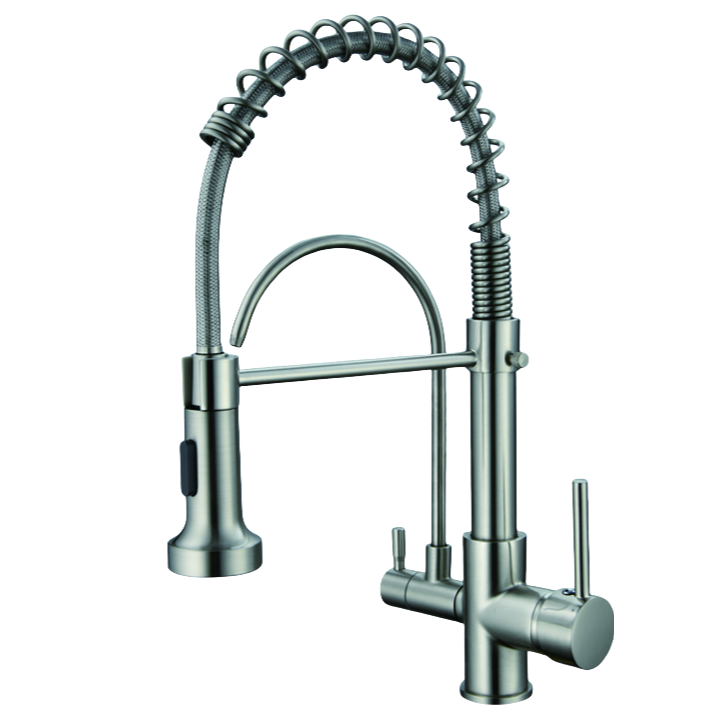 Modern Single-Handle Deck Mounted Pull-Out Pull Spray Thermostatic Kitchen Faucet Stainless Steel Material Ceramic Valve Core