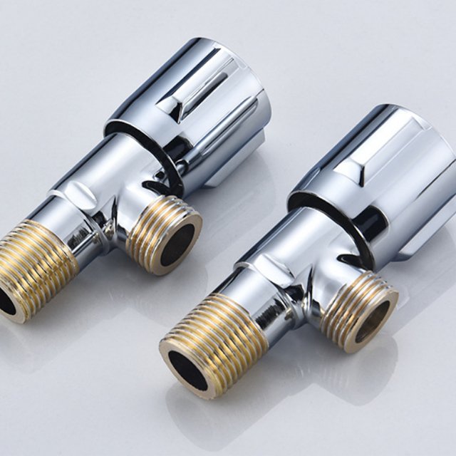 Angle valve pure copper 304 stainless steel large flow one in two out three-way cold and hot all copper triangle valve