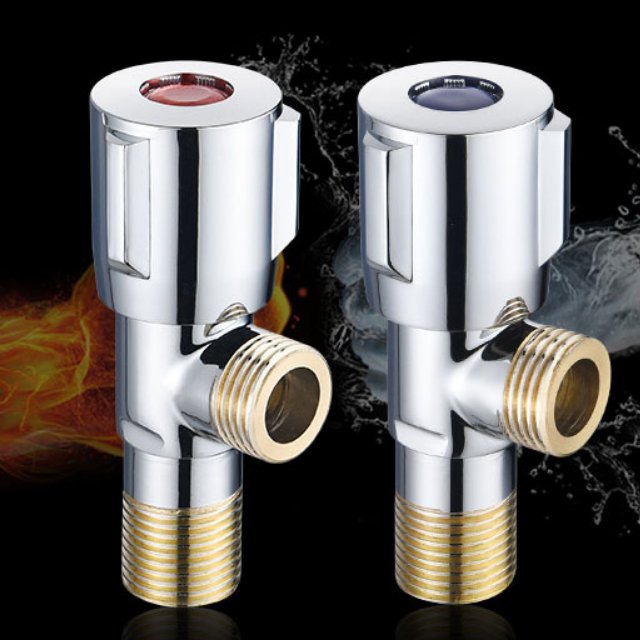 Angle valve pure copper 304 stainless steel large flow one in two out three-way cold and hot all copper triangle valve