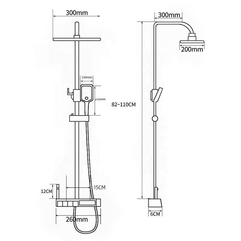 Shower System Digital Display Shower Faucet Set Wall Mount 4 functions Piano Keys Rain Shower hot and cold mix Combo Set
