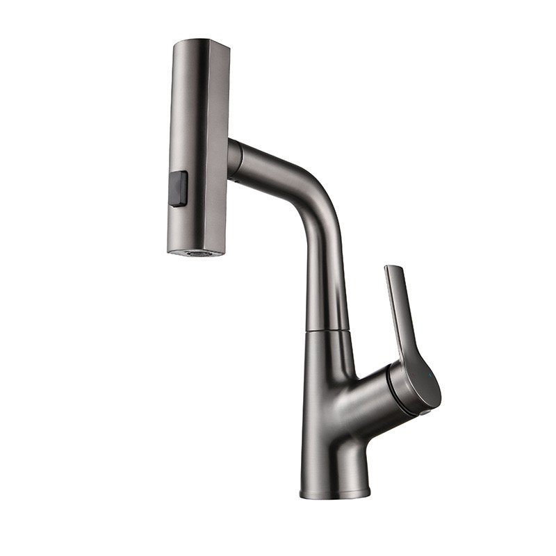 Modern Single-Hole Kitchen or Bathroom Basin Tap All-Copper Hot and Cold Lifting Tap with Ceramic Valve All Brass Material