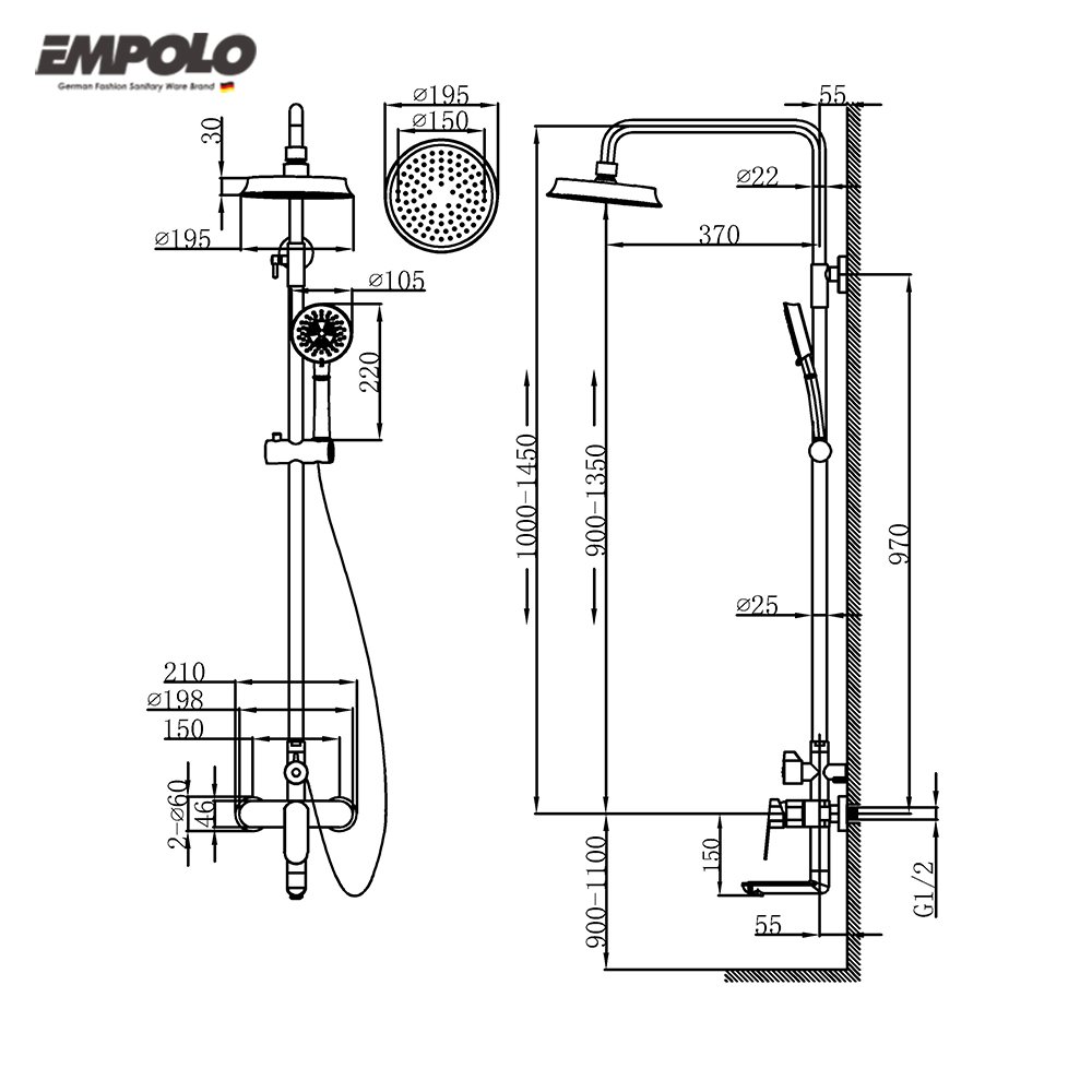 Large quantity and good price chrome and gold shower mixer tap shower brass bathroom shower