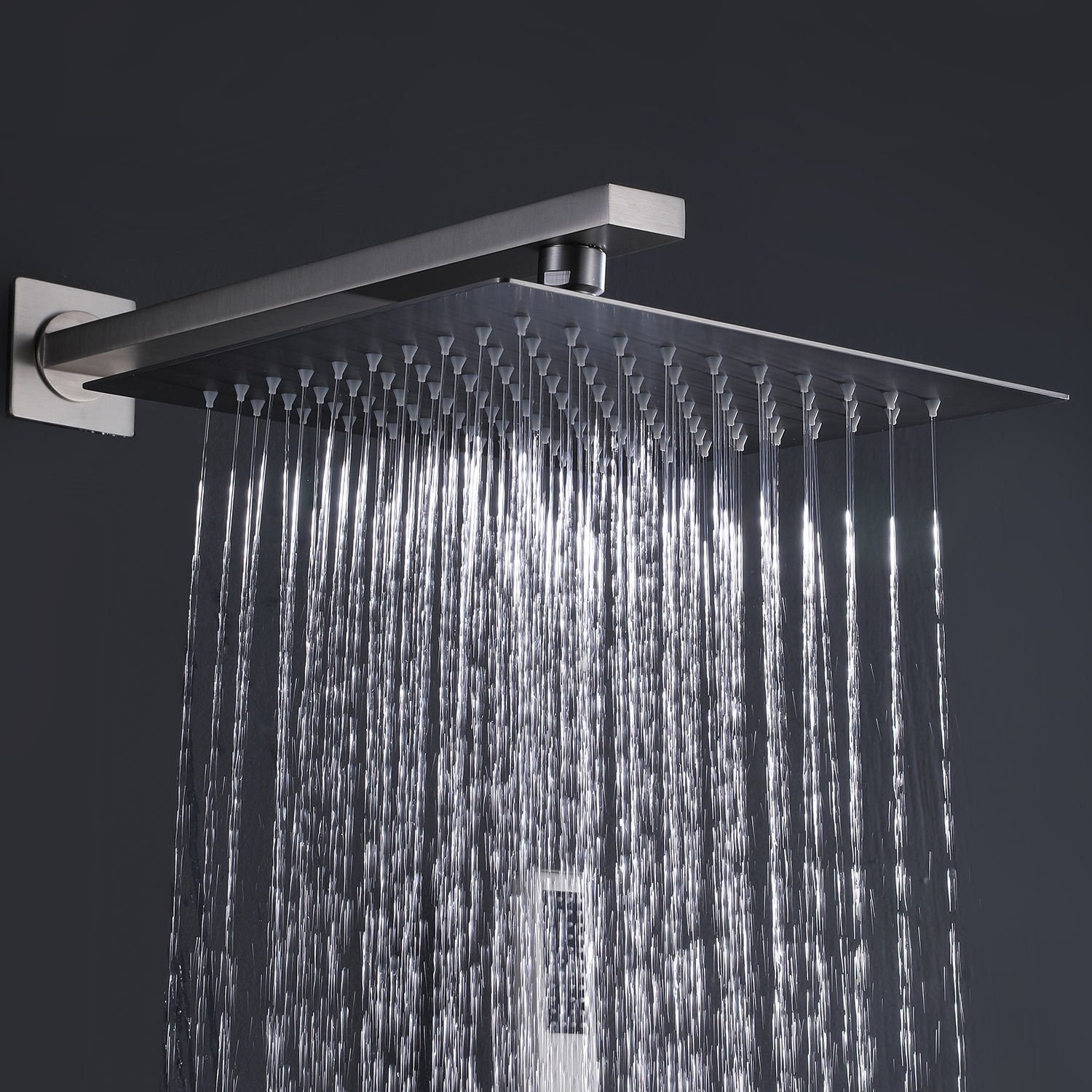 Modern Single-Handle Bathroom Rain Shower Set Concealed Brushed Silver Soft Jet Brass Ceramic Valve Core Hotels Chrome Surface
