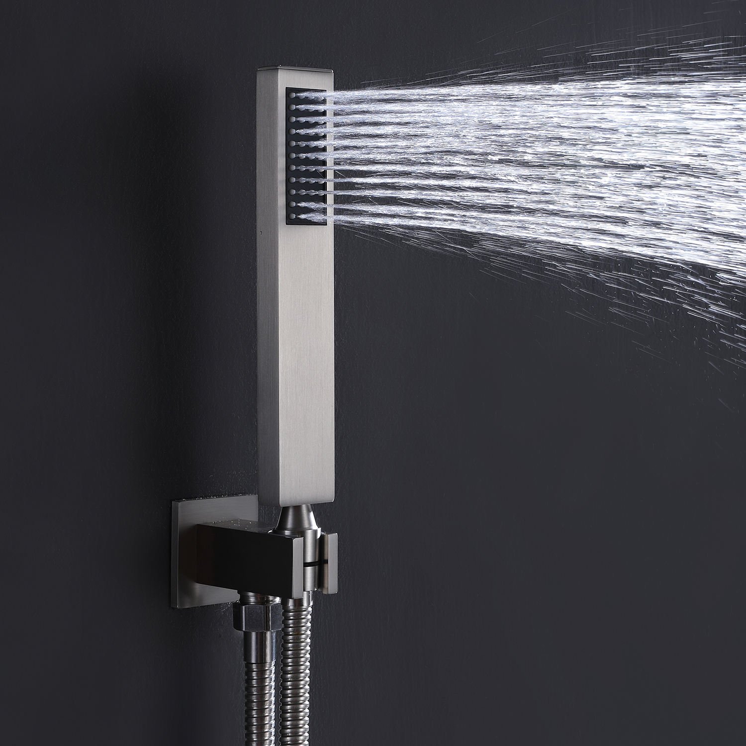 Modern Single-Handle Bathroom Rain Shower Set Concealed Brushed Silver Soft Jet Brass Ceramic Valve Core Hotels Chrome Surface