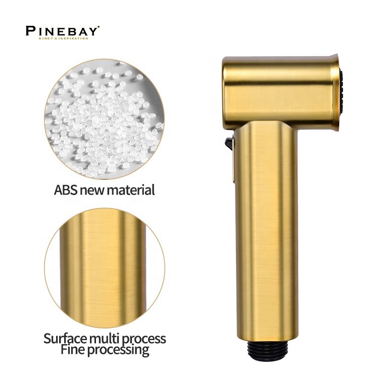 PINEBAY Modern Design Bathroom ABS Round Bidet Toilet Shower Gold Easy Control WC Shattaf Set Woman Handheld Bidet Sprayer Set