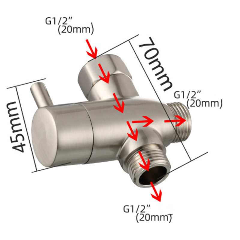 Solid Metal 3 Way Shower Arm Diverter with Handshower Mount for Hand Held Showerhead and Fixed Spray Head