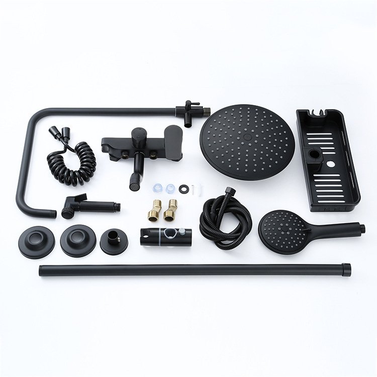 Copper black four-gear shower faucet shower head rain household shower head