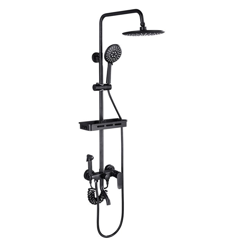 Copper black four-gear shower faucet shower head rain household shower head