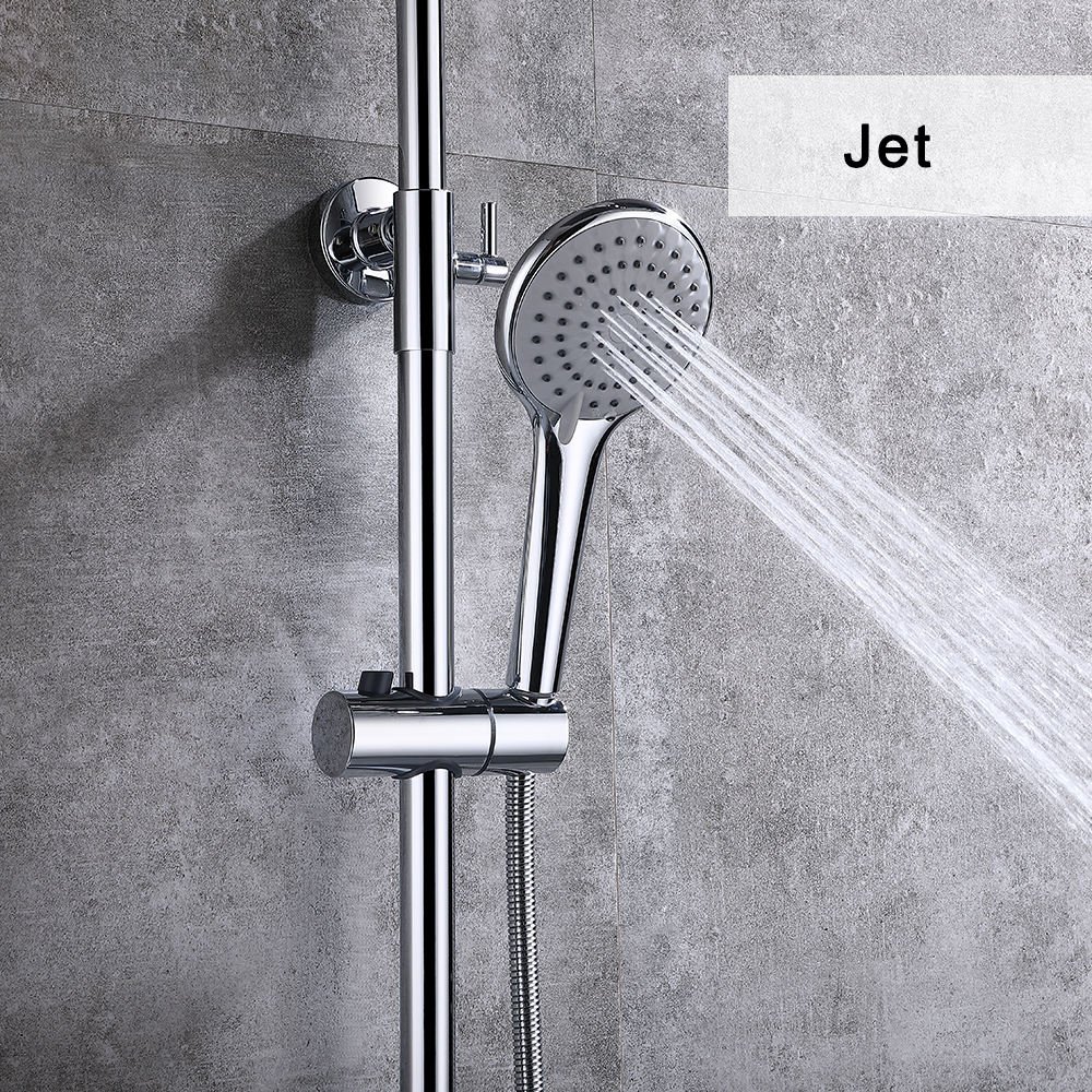Polished Chrome Single-Handle Wall-Mounted Rainfall Bathroom Shower Set Thermostatic Electric Faucet Brass Shower Head Included