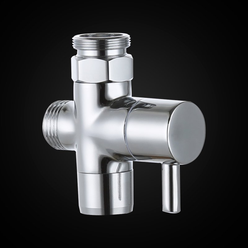 Sink Faucet Manufacture Chrome 3 Ways High Pressure Stop Tap Adapter Connector Hose Angle Valve Spray Gun Angle Control Valve
