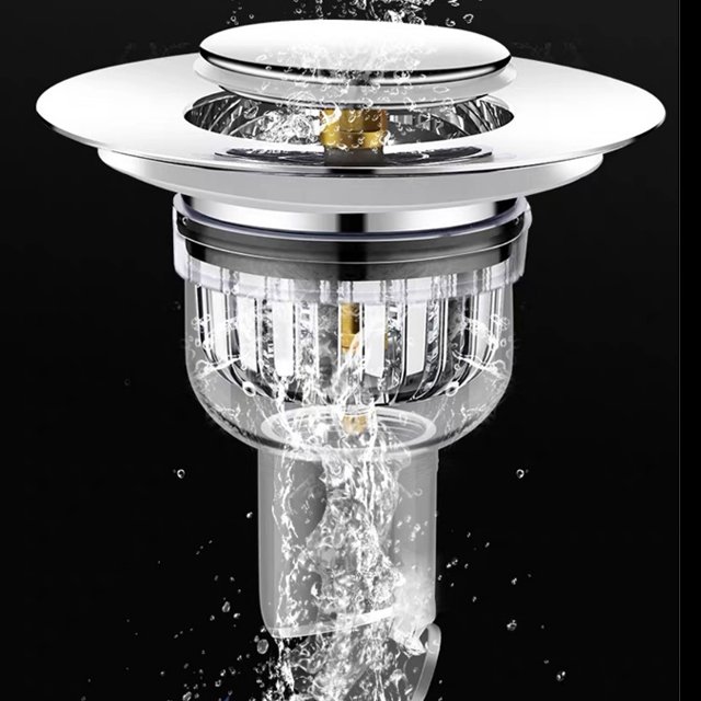 Sink filter bouncing core vegetable washing basin leak plug, anti odor and anti blocking press type drain drain plug