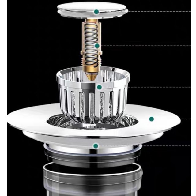 Sink filter bouncing core vegetable washing basin leak plug, anti odor and anti blocking press type drain drain plug