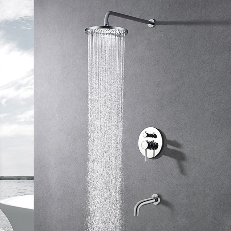 New Design brass Chrome Rain shower set hotel concealed bathroom copper shower mixer shower bath combo system